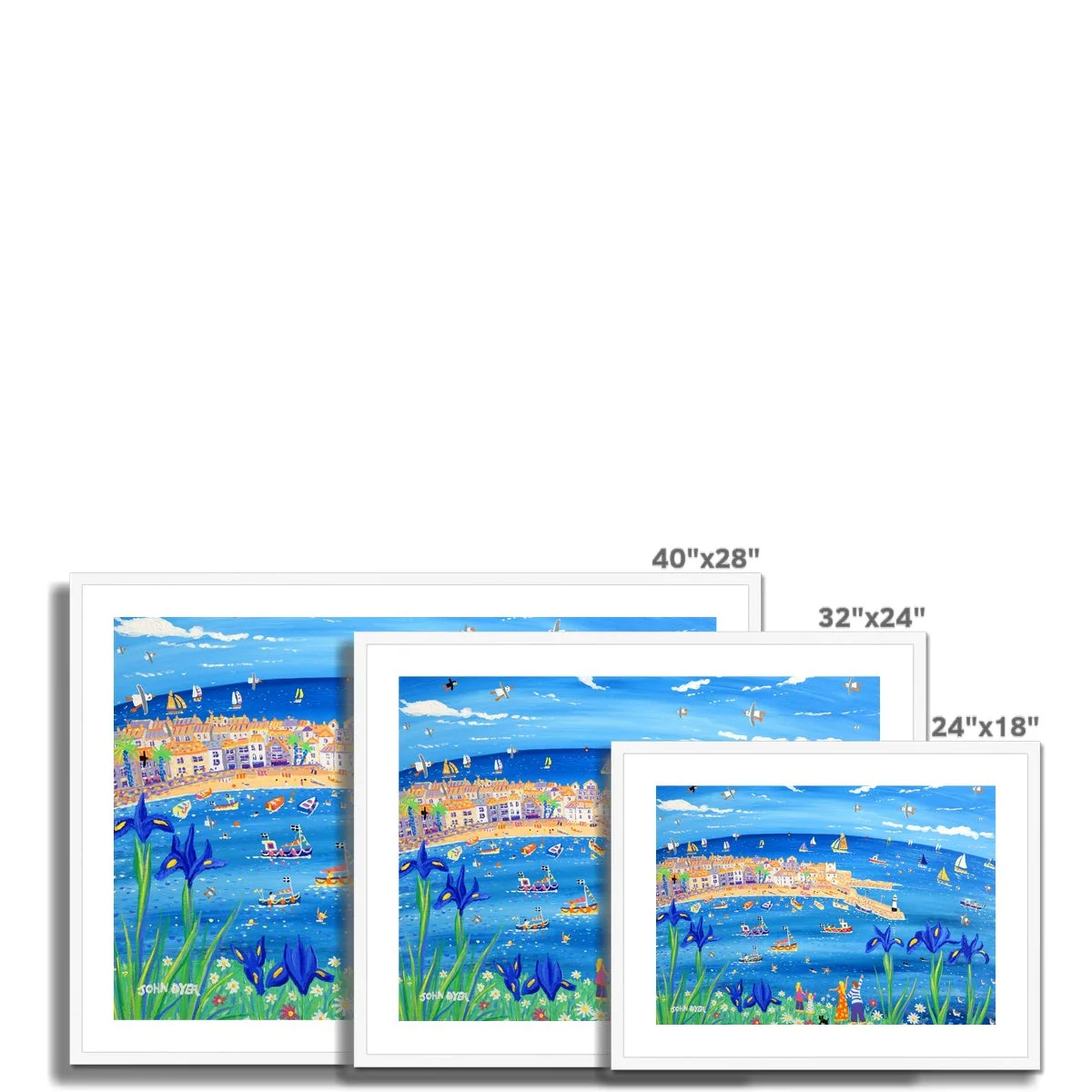 John Dyer Fine Art Print. Open Edition Cornish Art Print. 'Iris Blue, St Ives'. Cornwall Art Gallery - Image 4