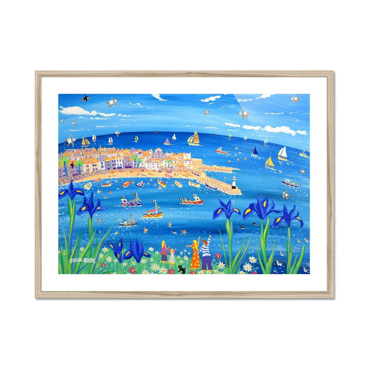 John Dyer Fine Art Print. Open Edition Cornish Art Print. 'Iris Blue, St Ives'. Cornwall Art Gallery - Image 5