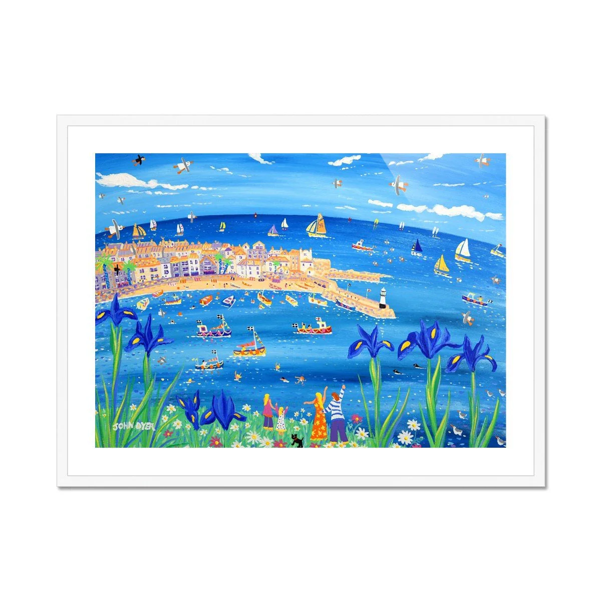 John Dyer Fine Art Print. Open Edition Cornish Art Print. 'Iris Blue, St Ives'. Cornwall Art Gallery - Image 6