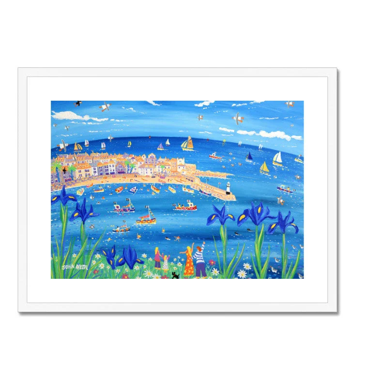 John Dyer Fine Art Print. Open Edition Cornish Art Print. 'Iris Blue, St Ives'. Cornwall Art Gallery - Image 8