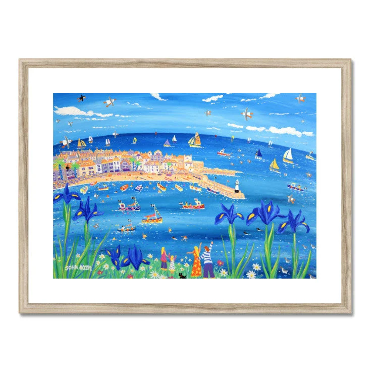 John Dyer Fine Art Print. Open Edition Cornish Art Print. 'Iris Blue, St Ives'. Cornwall Art Gallery - Image 9