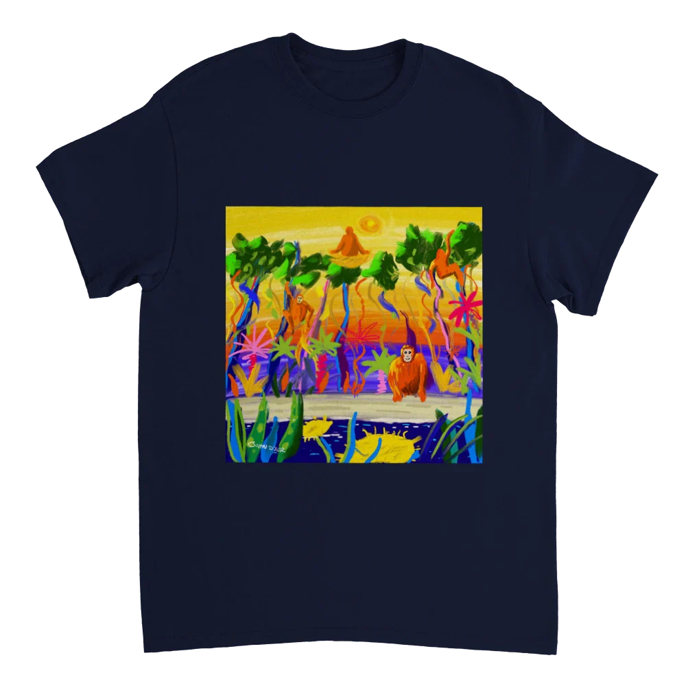 John Dyer Unisex Cornwall Art T-Shirt. Orangutan Rainforest Sunset. Borneo Art Gallery - Image 9