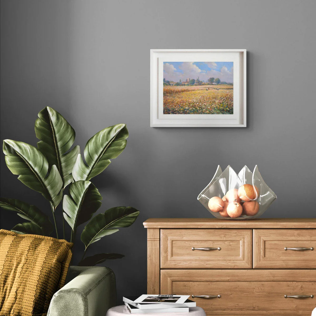 'Harvest Time, Somerset', 12x16 inches original art oil on canvas. Landscape Painting of Somerset by British Artist Ted Dyer. - Image 3