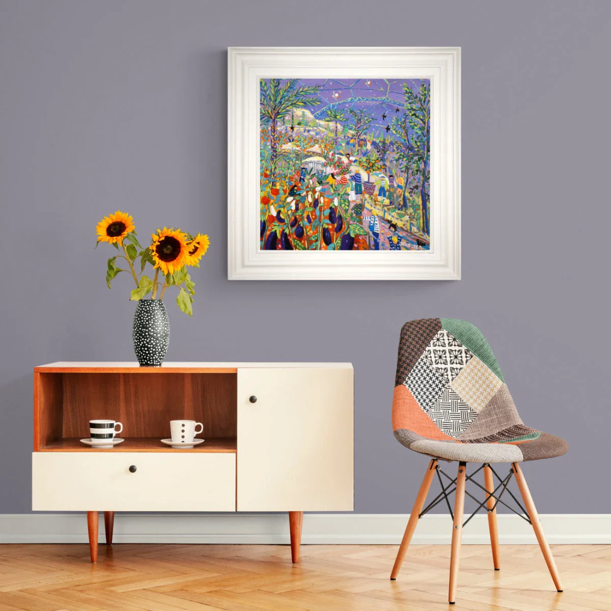 'Mediterranean Colour, Eden Project'. 24x24 inches acrylic on canvas. Garden Paintings of Cornwall by John Dyer from our Cornwall Art Gallery - Image 3