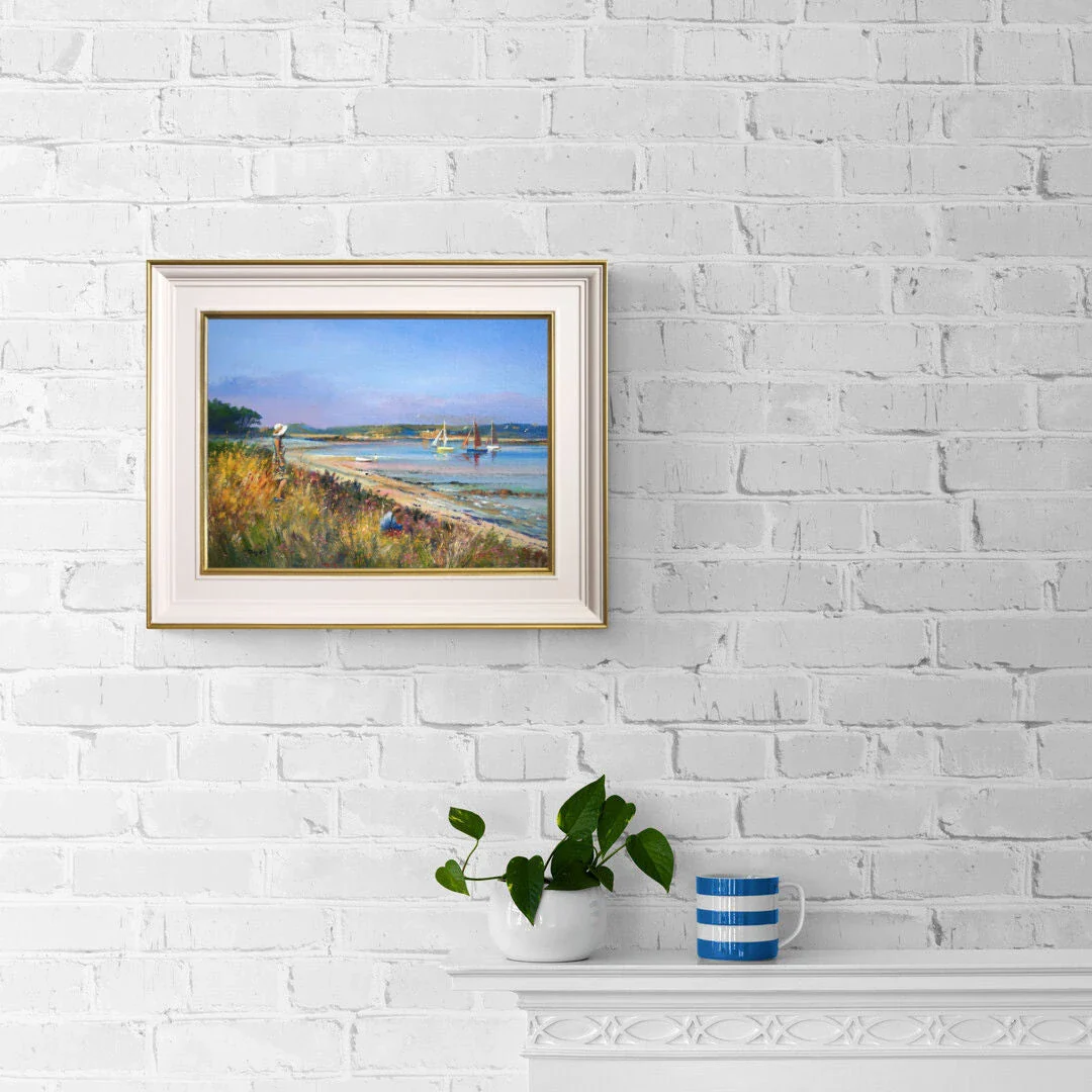 'Sails in the Bay. Pentle Bay, Tresco', 12x16 inches original art oil on canvas. Paintings of Cornwall by Cornish Artist Ted Dyer - Image 3