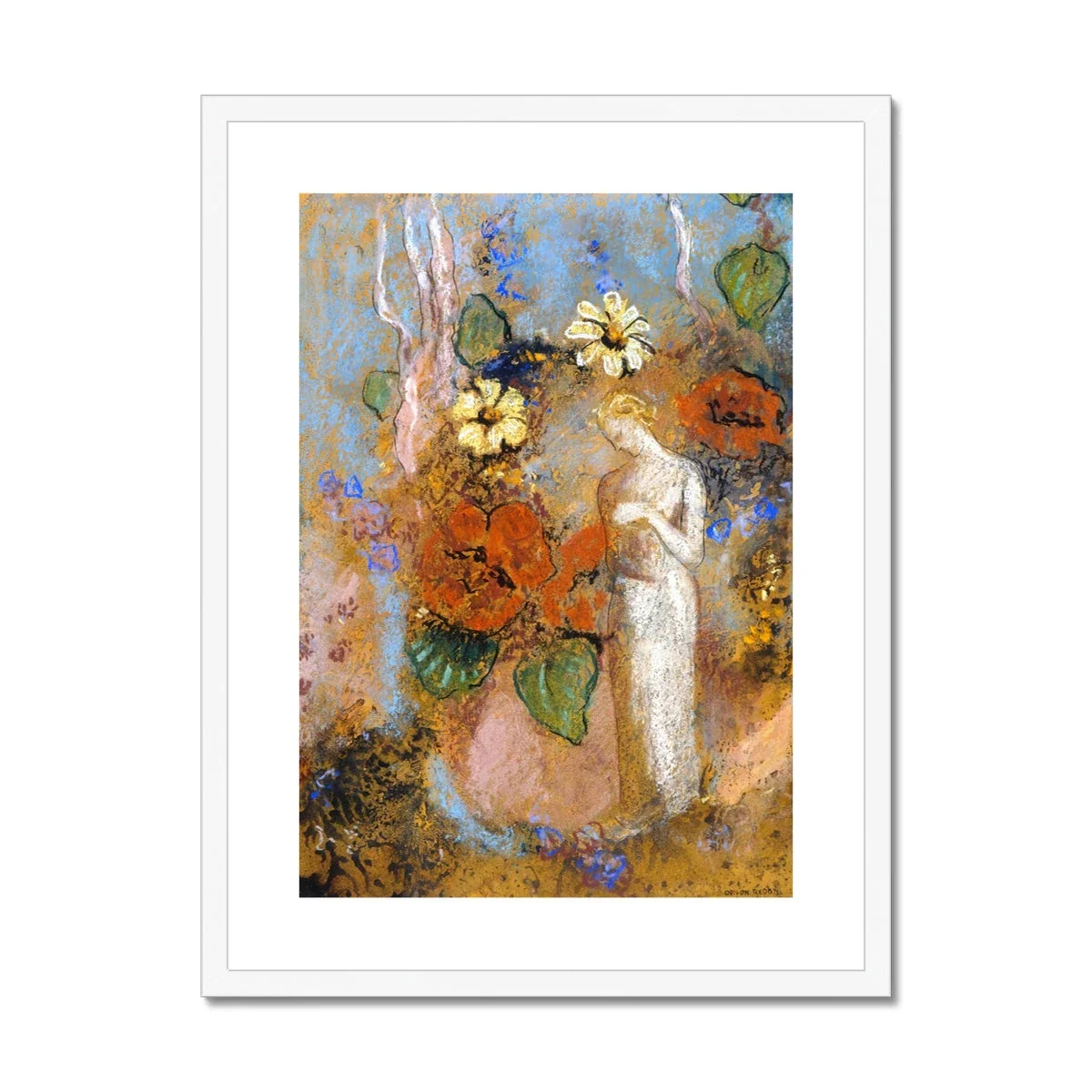 Pandora by Odillon Redon. Greece Artwork Framed Open Edition Art Print. 'Pandora'. Greek Art Gallery Historic Art Print