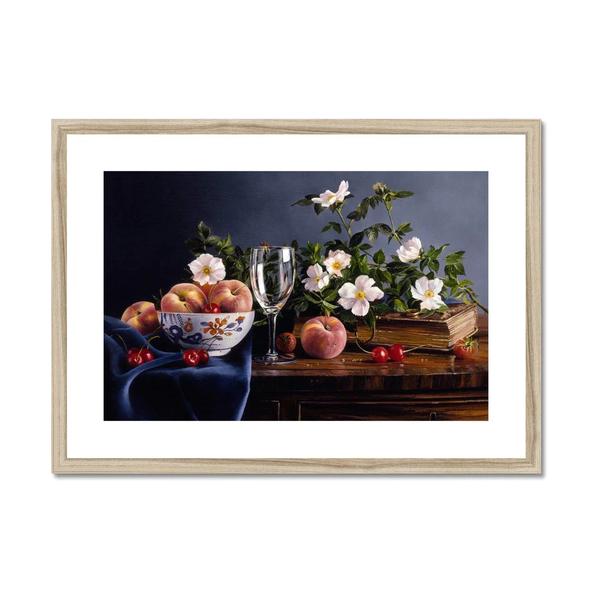 Ted Dyer Framed Open Edition Cornish Fine Art Print. 'Peaches and Dog Roses Still Life'. Cornwall Art Gallery - Image 3
