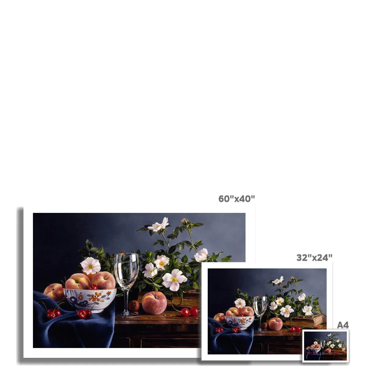 Ted Dyer Fine Art Print. Open Edition Cornish Art Print. 'Peaches and Dog Roses Still Life'. Cornwall Art Gallery - Image 3