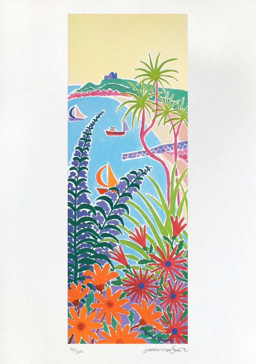 Signed Limited Edition Print by Cornish Artist Joanne Short. 'Peeping through the Plants, Tresco'.  Cornwall Art Gallery Beach Print - Image 2