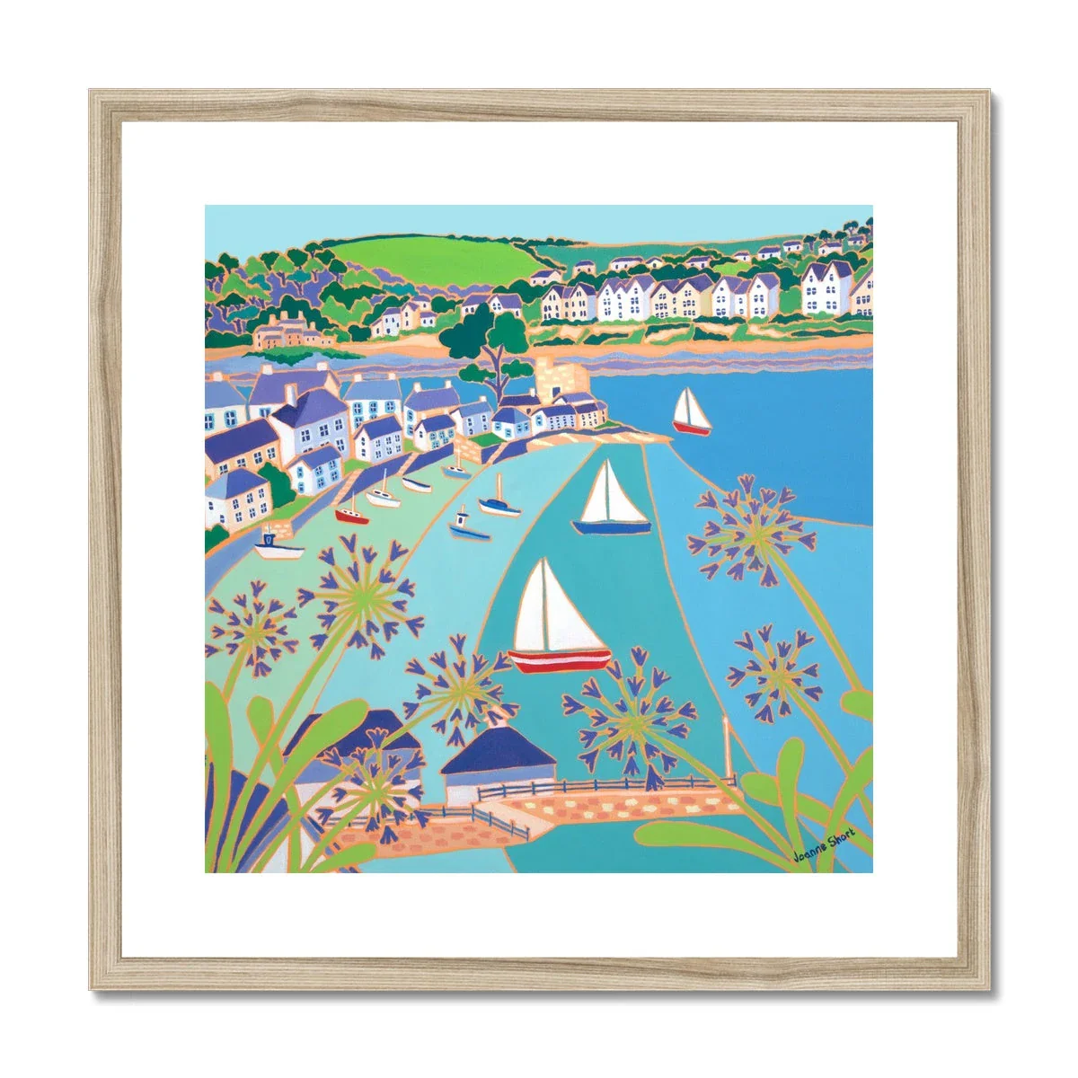 Joanne Short Framed Open Edition Cornish Fine Art Print. 'View across the River Fowey, Polruan'. Cornwall Art Gallery - Image 3