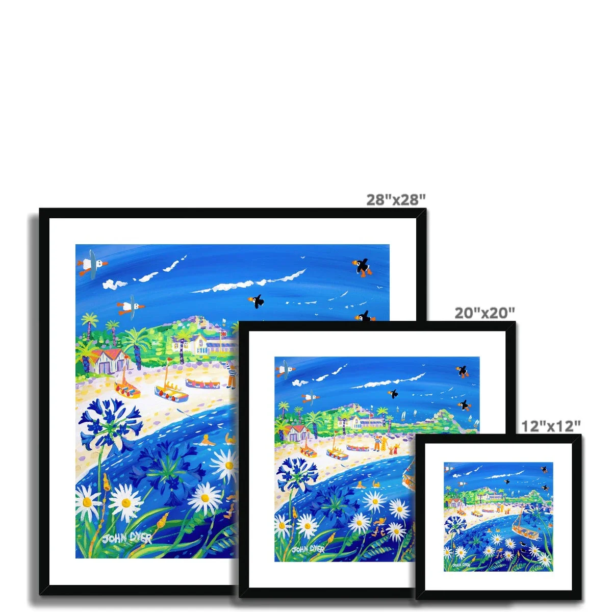 John Dyer Framed Open Edition Cornish Art Beach Print. 'Puffin Days, Tresco'. Cornwall Art Gallery - Image 6