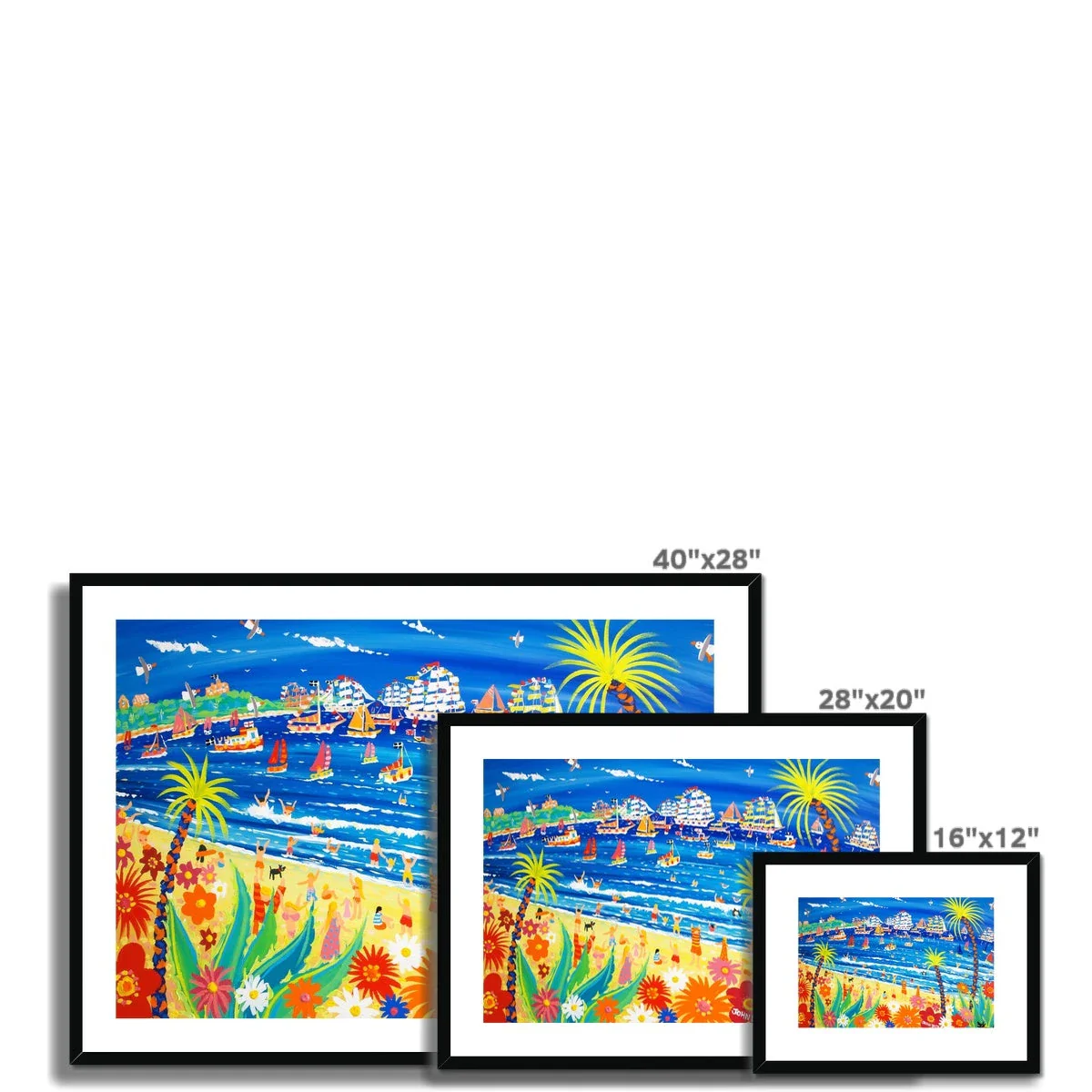 John Dyer Framed Open Edition Cornish Art Print. 'Race Day, Tall Ships, Gyllyngvase Beach, Falmouth'. Cornwall Art Gallery - Image 6