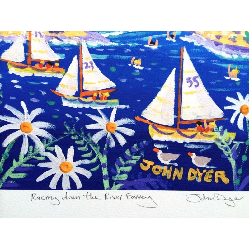 'Racing Down the River, Fowey'. Limited Edition Print by Cornish Artist John Dyer - Image 2