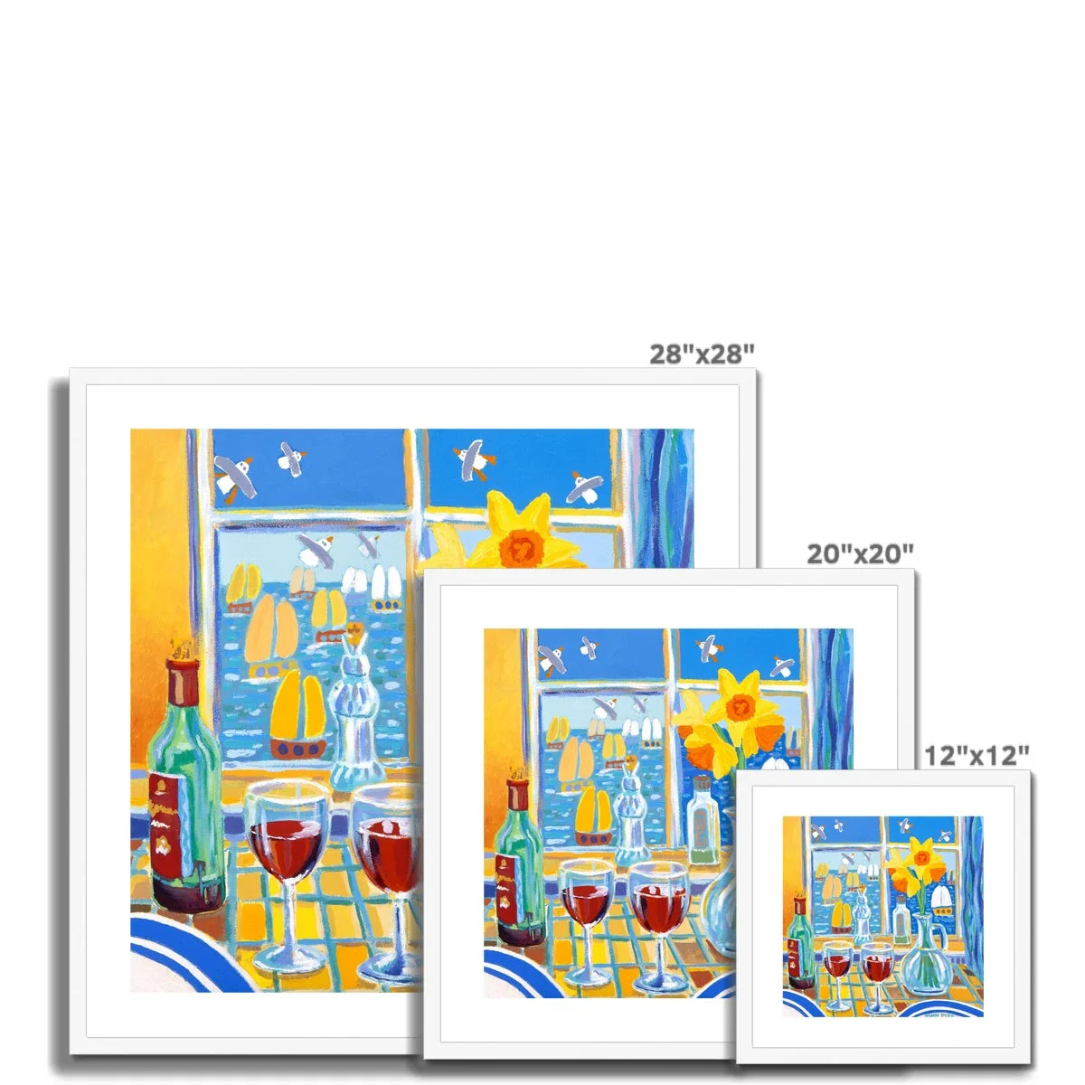 John Dyer Framed Open Edition Still Life Cornish Art Print. 'Red Wine and Daffodils'. Cornwall Art Gallery - Image 4