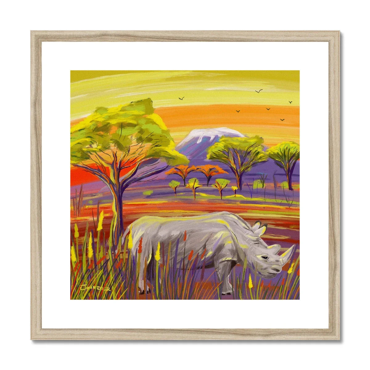 John Dyer African Rhino, Framed Open Edition Fine Art Print. Animal Art Prints - Image 3