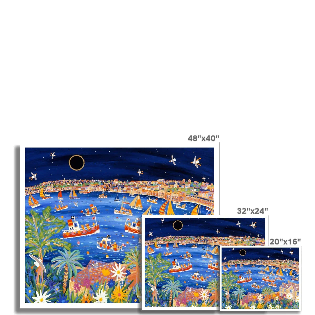 John Dyer Fine Art Beach Print 'Sailing beneath the Eclipse, Falmouth, Cornwall'. Open Edition Cornish Art Print - Image 3
