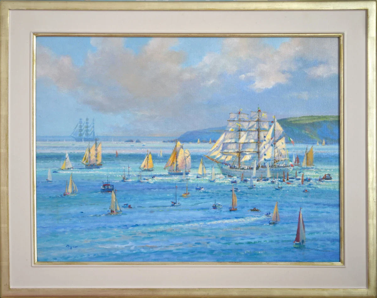 'Sailing out from Falmouth (Funchal Tall Ships Regatta)', 18x24 inches Original Art Oil on Canvas. Seascape Painting of Cornwall by Artist Ted Dyer. - Image 2