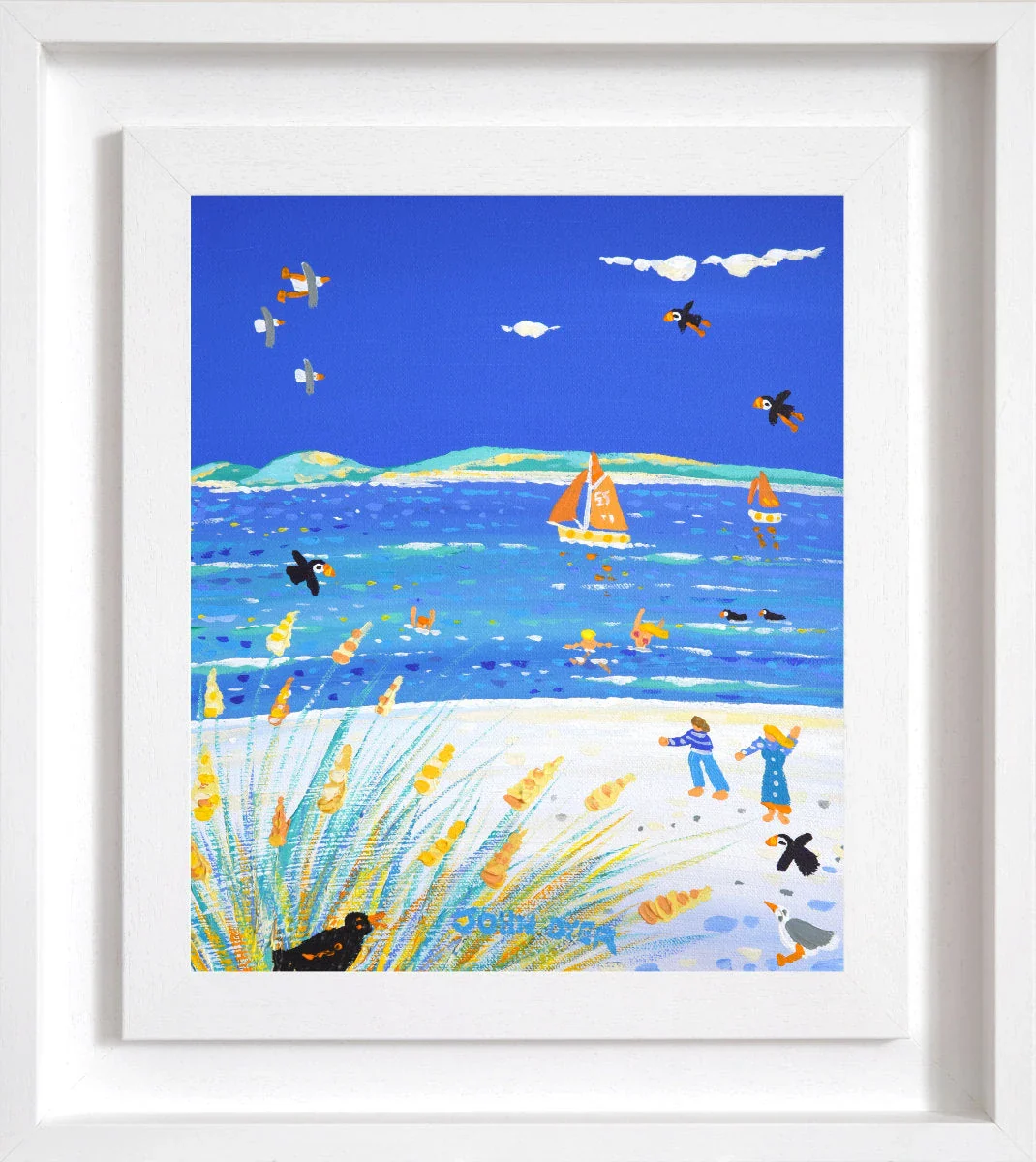 'Sailing Past Tresco, Isles of Scilly', 12x10 inches acrylic on canvas. Painting of Cornwall by Cornish Artist John Dyer - Image 2