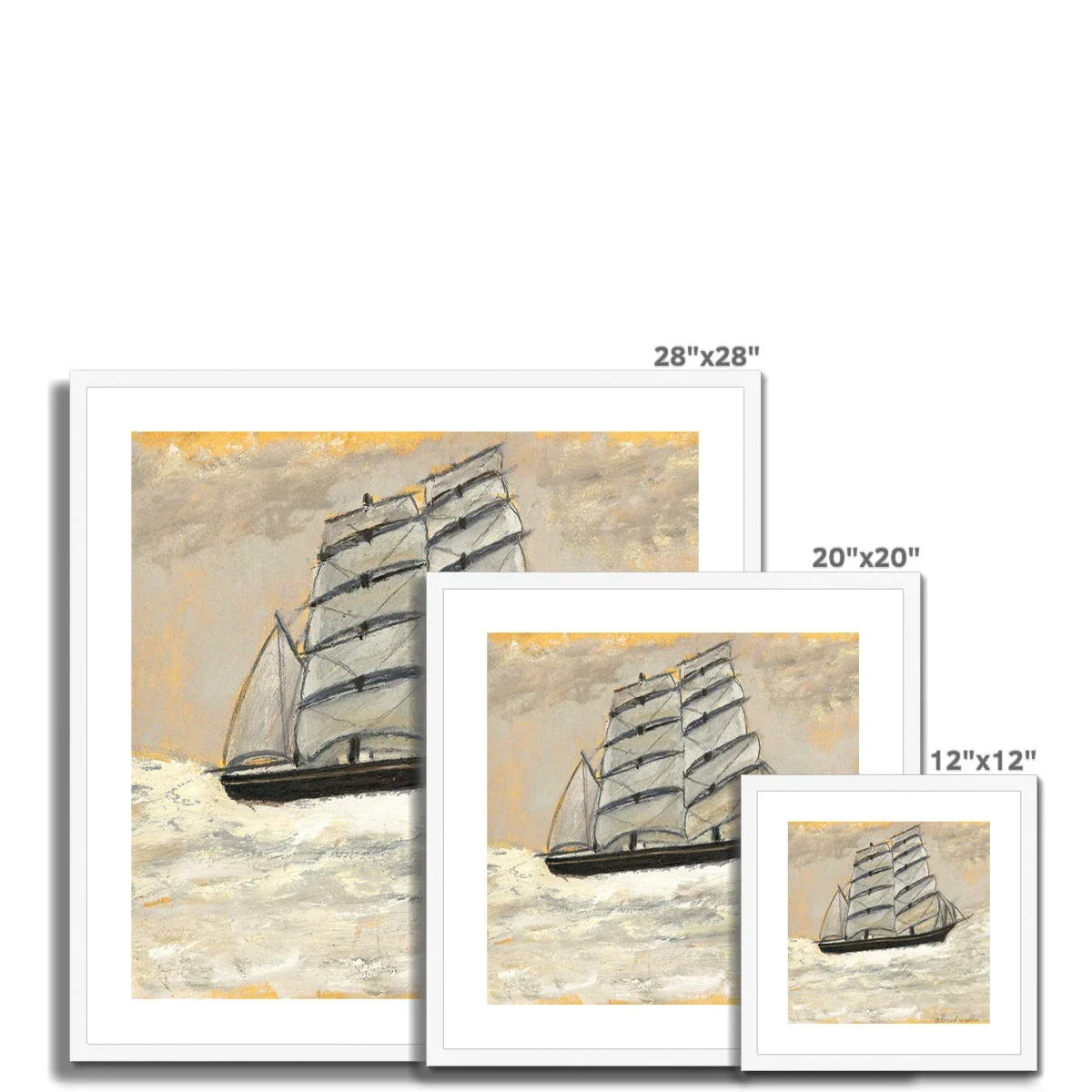 Alfred Wallis Framed Open Edition Cornish Art Print. 'Sailing Ship in a Stormy Sea'. St Ives Cornwall Art Gallery Historic Art - Image 4