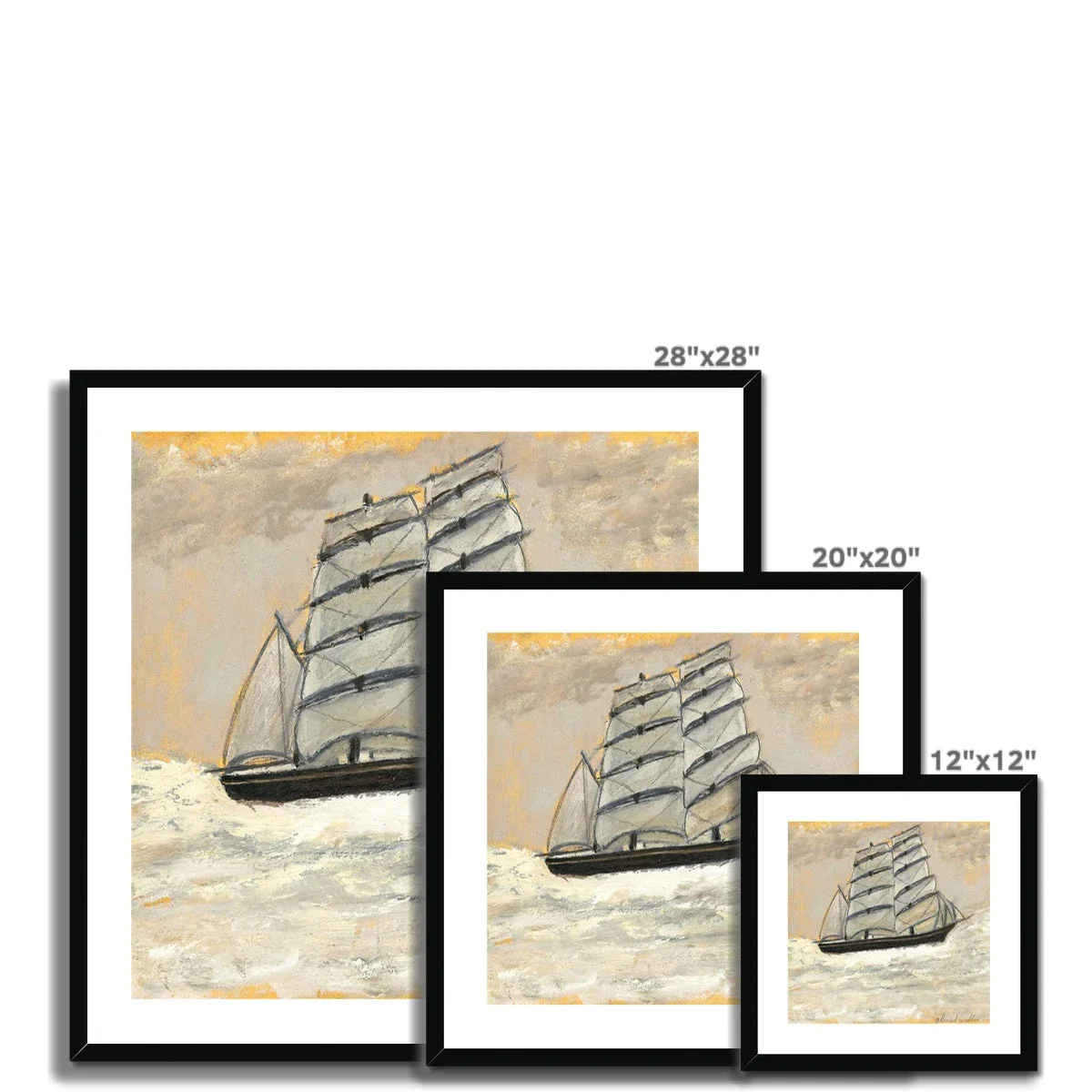 Alfred Wallis Framed Open Edition Cornish Art Print. 'Sailing Ship in a Stormy Sea'. St Ives Cornwall Art Gallery Historic Art - Image 5