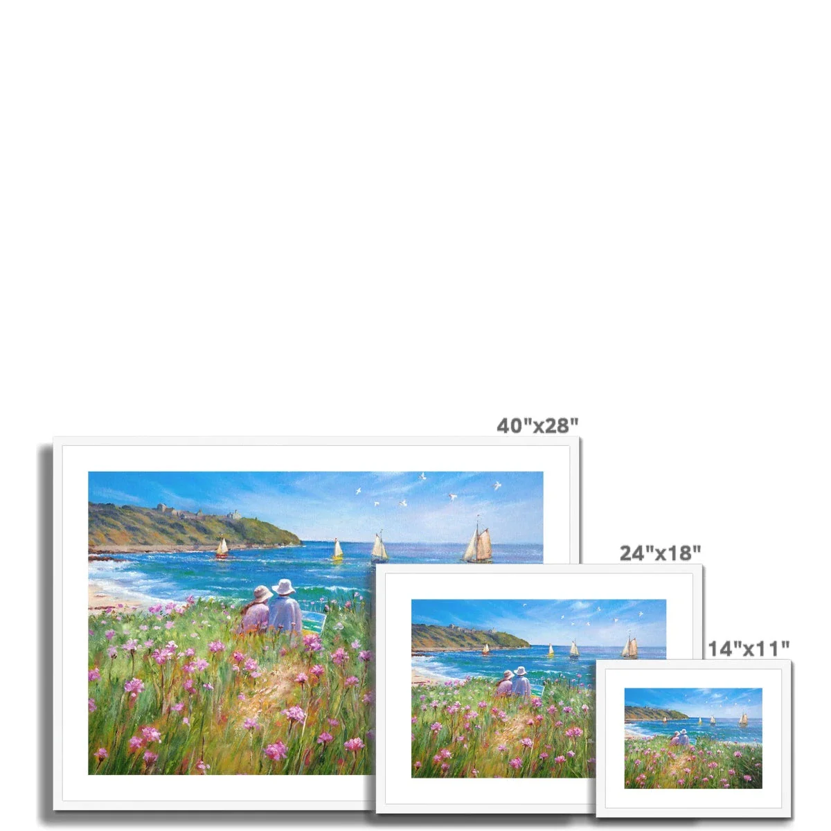 Ted Dyer Framed Open Edition Coastal Cornish Fine Art Print. 'Sea Pinks and Painters, Falmouth'. Cornwall Art Gallery - Image 4