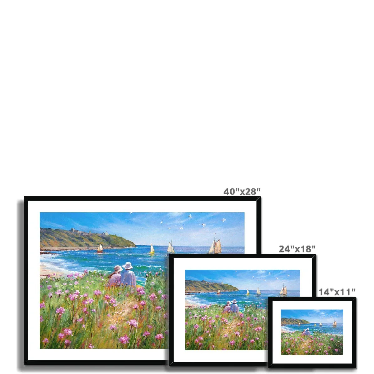 Ted Dyer Framed Open Edition Coastal Cornish Fine Art Print. 'Sea Pinks and Painters, Falmouth'. Cornwall Art Gallery - Image 5