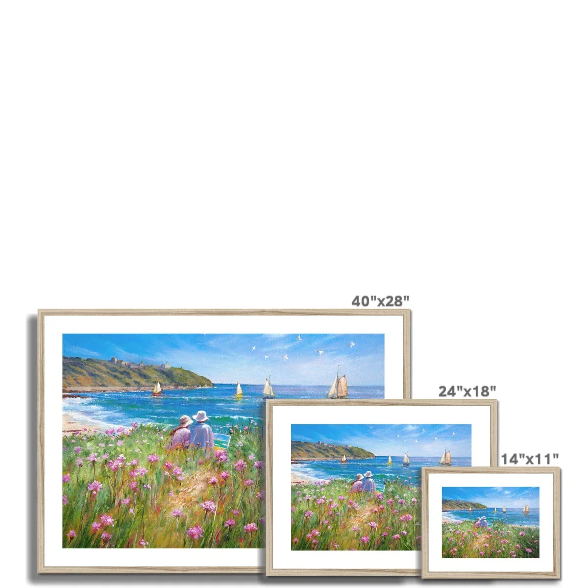Ted Dyer Framed Open Edition Coastal Cornish Fine Art Print. 'Sea Pinks and Painters, Falmouth'. Cornwall Art Gallery - Image 6