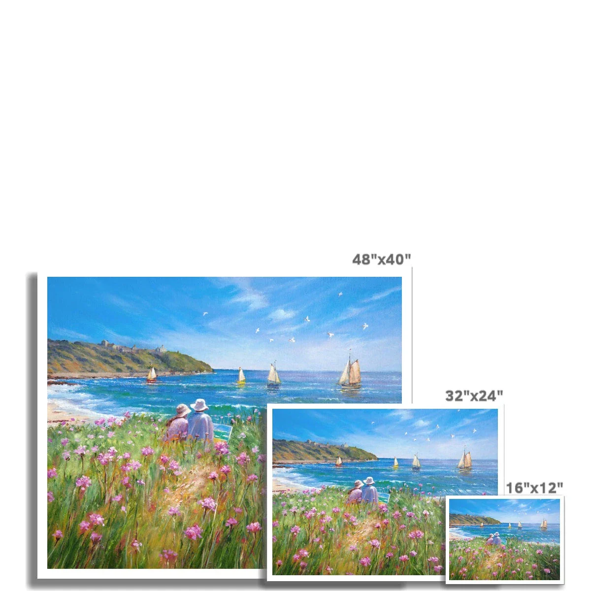 Ted Dyer Fine Art Print. Open Edition Coastal Cornish Art Print. 'Sea Pinks and Painters, Falmouth'. Cornwall Art Gallery - Image 3