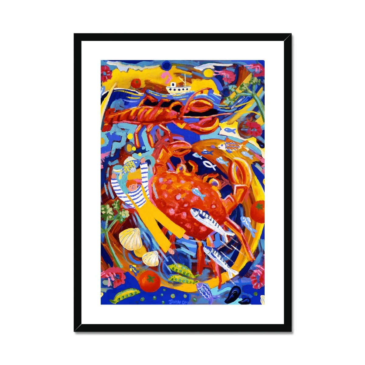 John Dyer Framed Open Edition Cornish Fine Art Print. 'Seafood Salad, Padstow'. Cornwall Art Gallery - Image 2