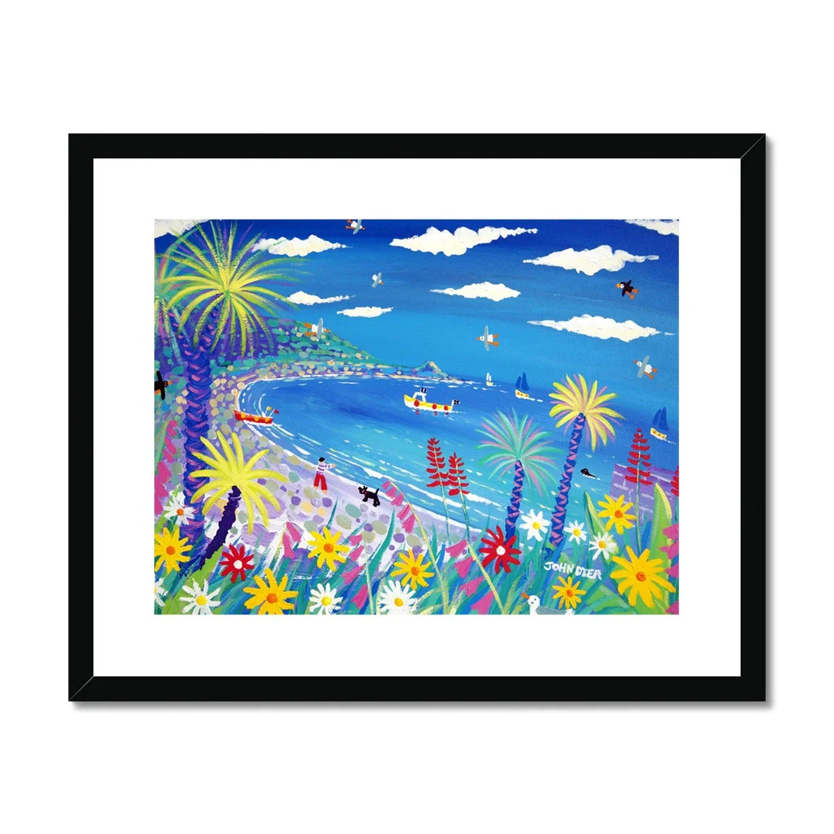 John Dyer Framed Open Edition Cornish Fine Art Print. 'Seaside Garden, Lamorna Cove'. Cornwall Art Gallery - Image 2