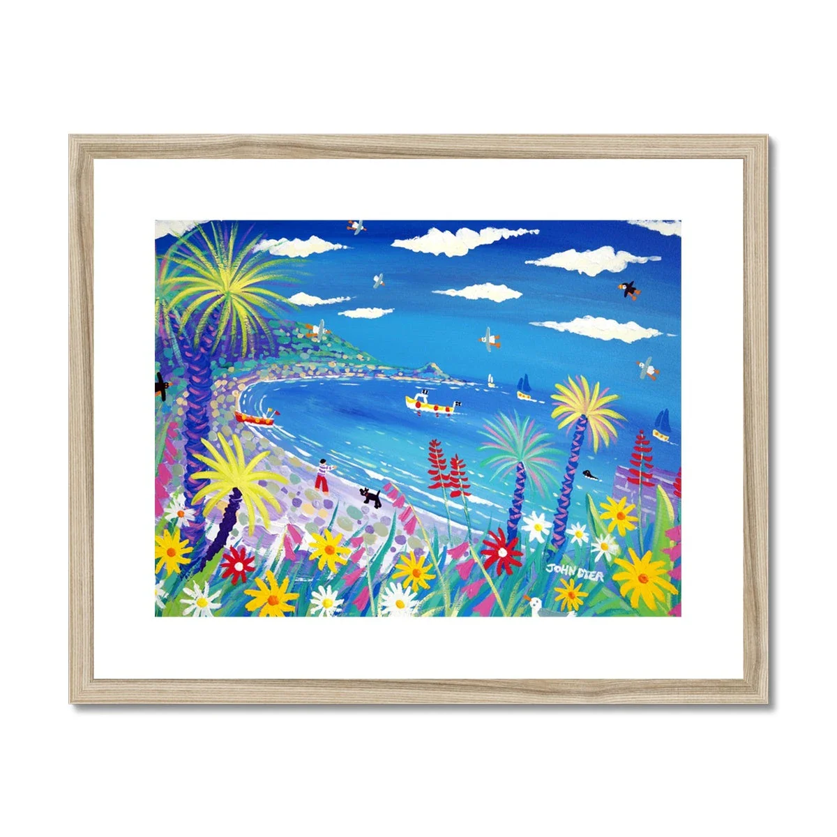John Dyer Framed Open Edition Cornish Fine Art Print. 'Seaside Garden, Lamorna Cove'. Cornwall Art Gallery - Image 3