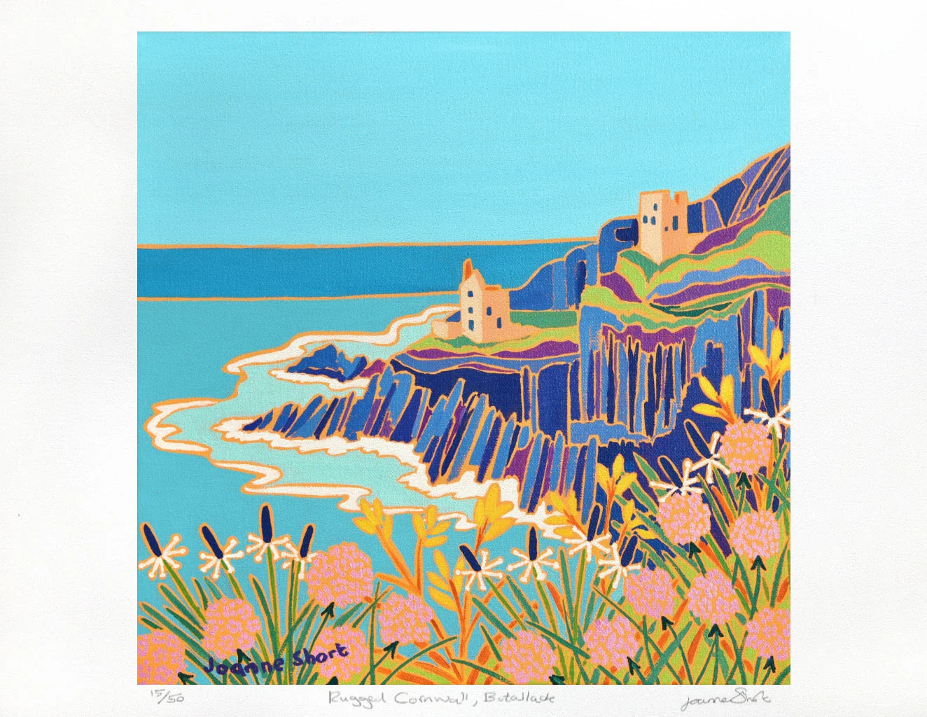 Signed Limited Edition Print by Cornish Artist Joanne Short. 'Rugged Cornwall, Botallack'. Cornwall Art Gallery Print - Image 2