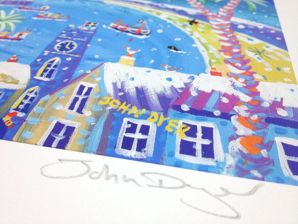 Signed Limited Edition Print by Cornish Artist John Dyer. 'Snowy St Ives'. Cornwall Art Gallery Print - Image 4