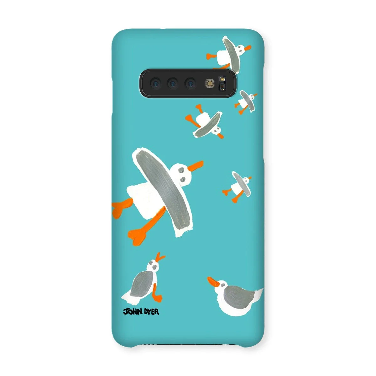 Snap Art Phone Case. Cornish Seagulls - Teal Colour. Artist John Dyer. Cornwall Art Gallery - Image 10
