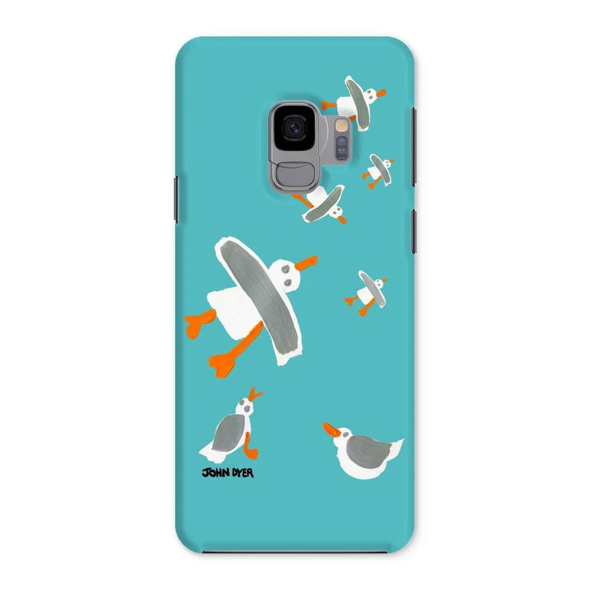 Snap Art Phone Case. Cornish Seagulls - Teal Colour. Artist John Dyer. Cornwall Art Gallery - Image 14
