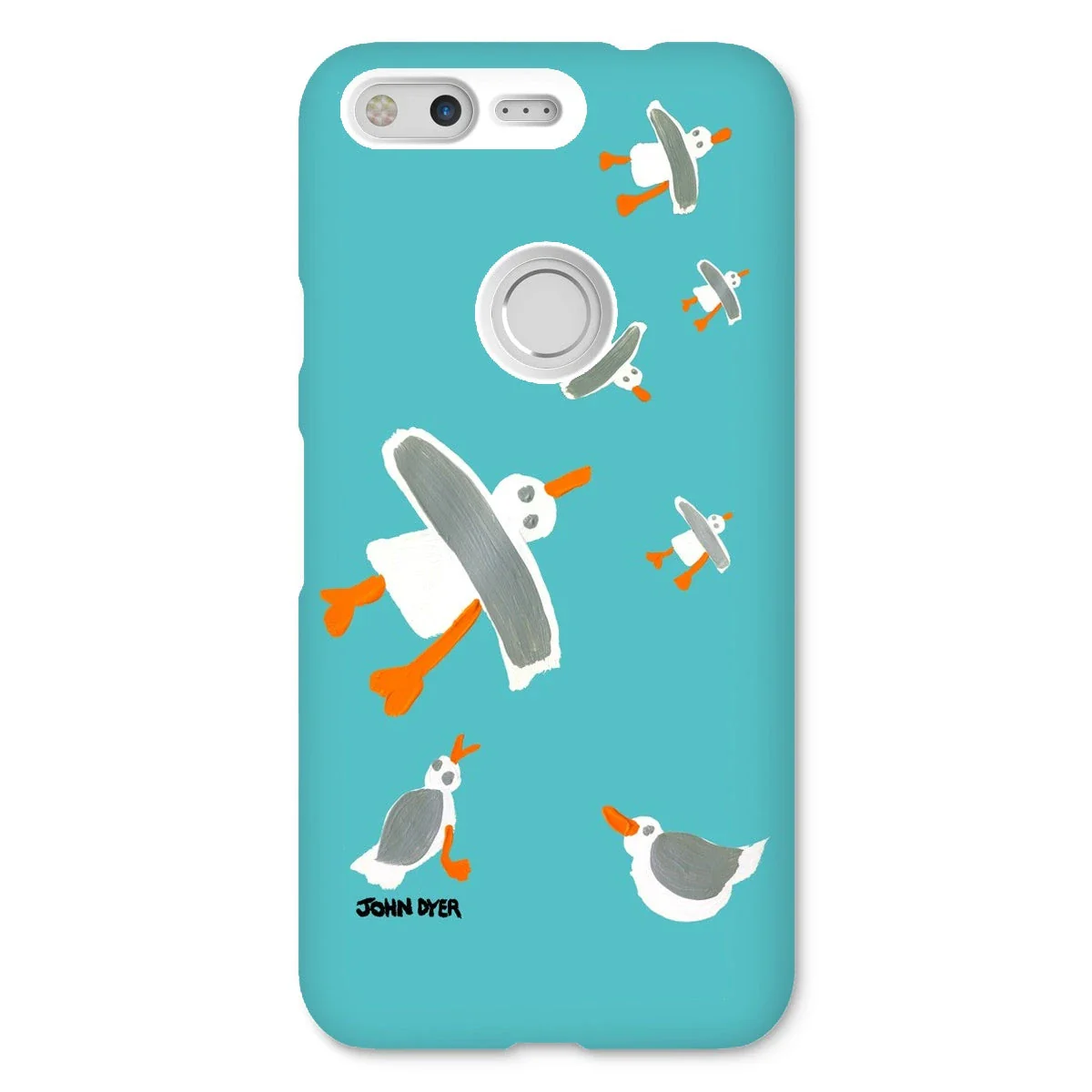 Snap Art Phone Case. Cornish Seagulls - Teal Colour. Artist John Dyer. Cornwall Art Gallery - Image 16