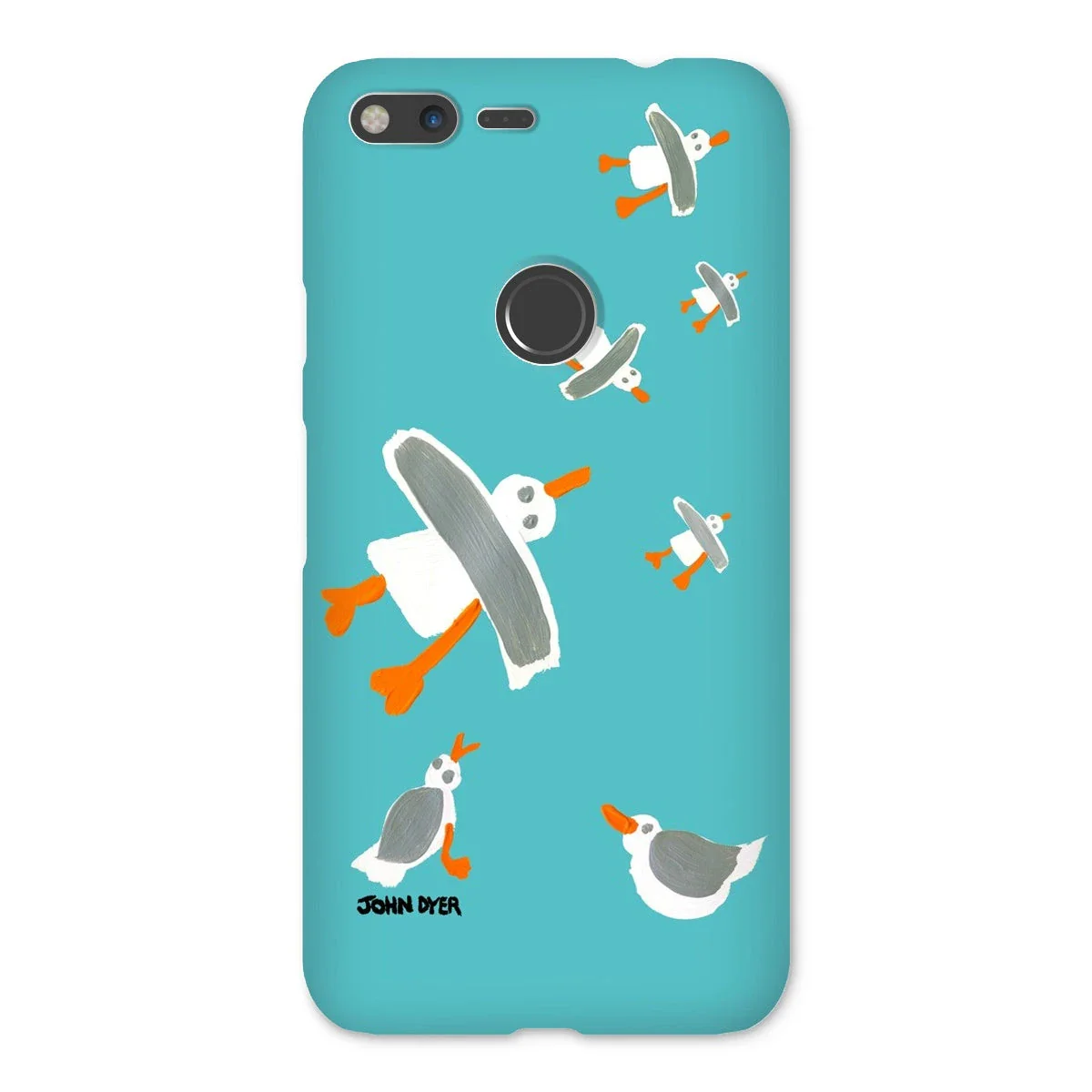 Snap Art Phone Case. Cornish Seagulls - Teal Colour. Artist John Dyer. Cornwall Art Gallery - Image 19