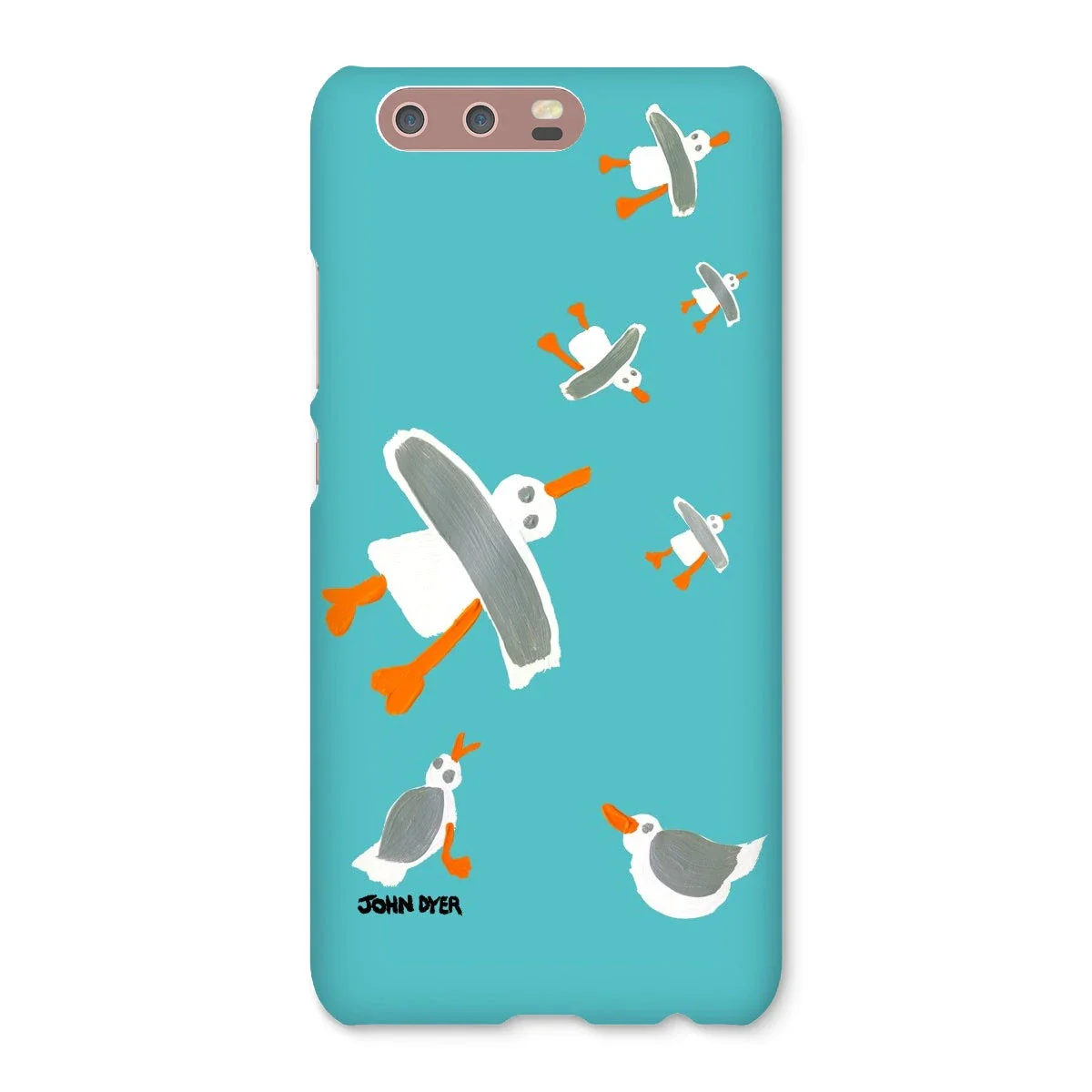 Snap Art Phone Case. Cornish Seagulls - Teal Colour. Artist John Dyer. Cornwall Art Gallery - Image 20