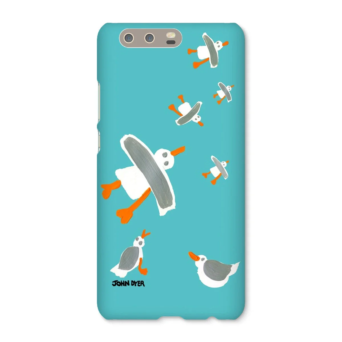 Snap Art Phone Case. Cornish Seagulls - Teal Colour. Artist John Dyer. Cornwall Art Gallery - Image 21