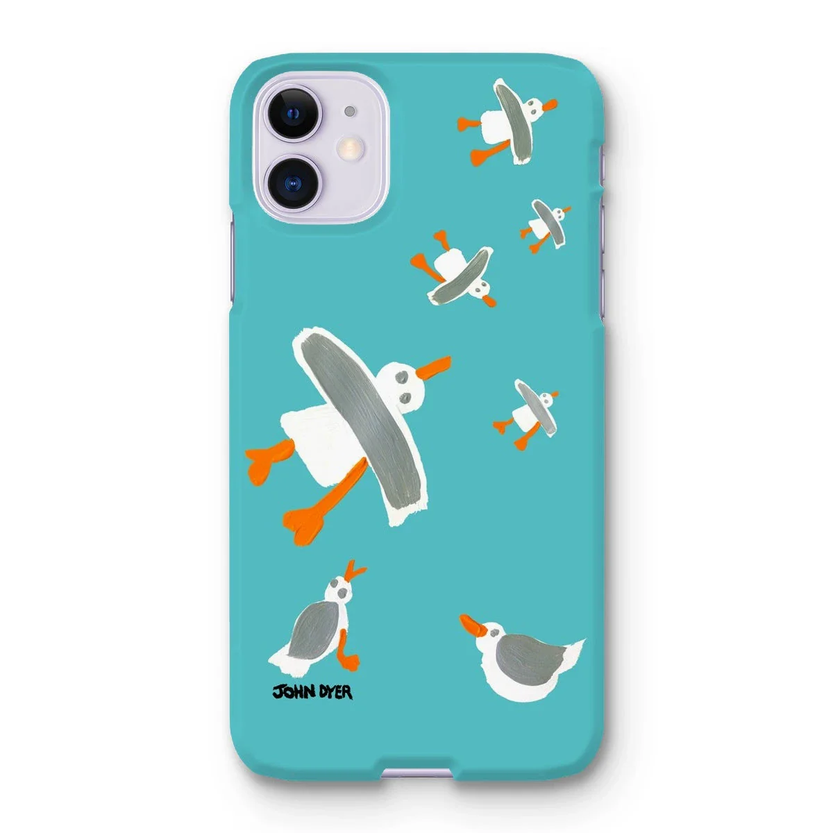 Snap Art Phone Case. Cornish Seagulls - Teal Colour. Artist John Dyer. Cornwall Art Gallery - Image 24