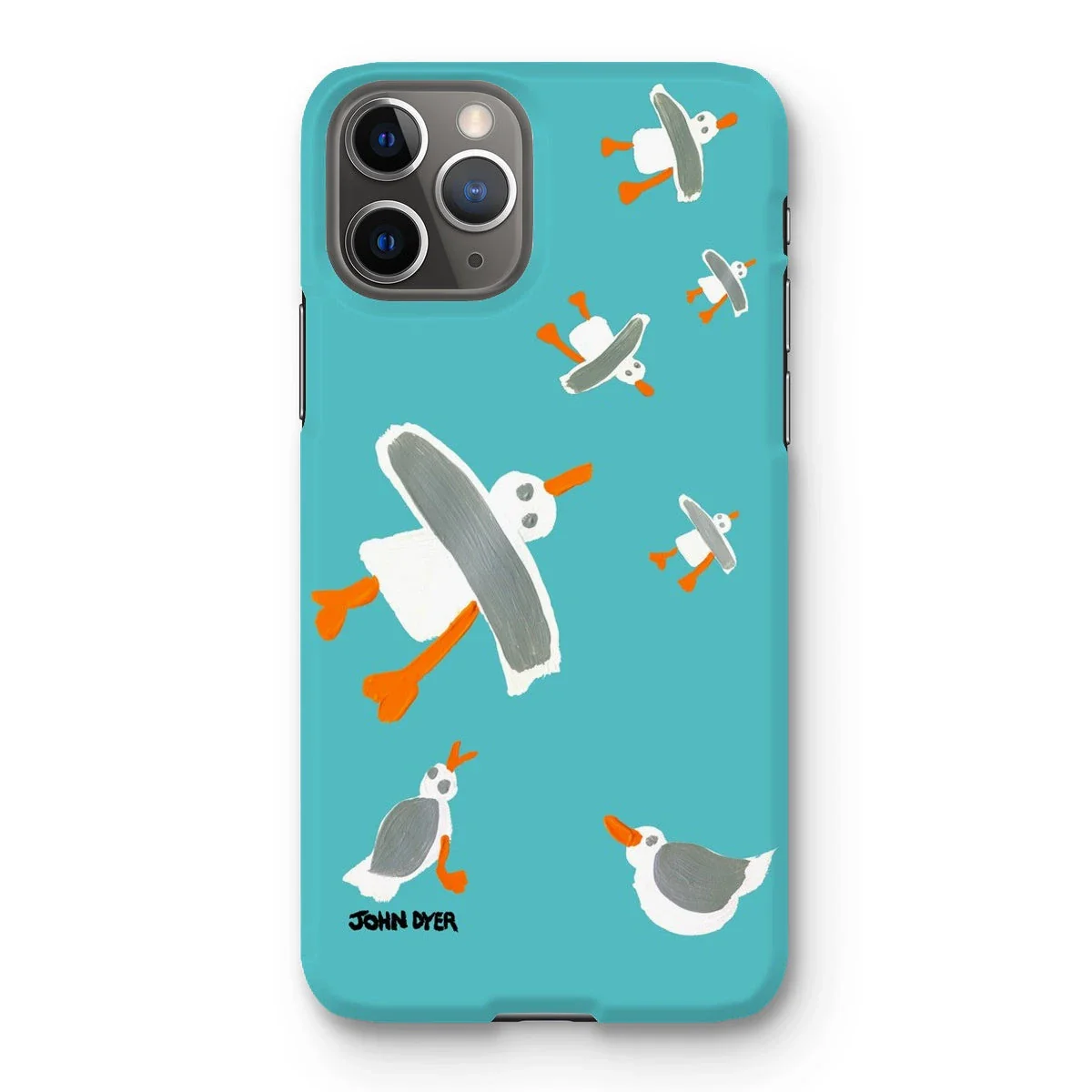 Snap Art Phone Case. Cornish Seagulls - Teal Colour. Artist John Dyer. Cornwall Art Gallery - Image 25