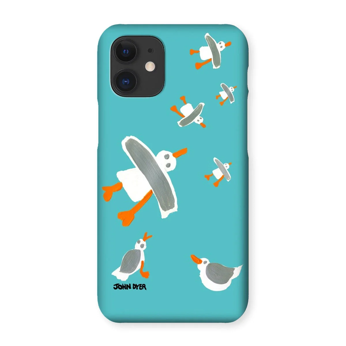 Snap Art Phone Case. Cornish Seagulls - Teal Colour. Artist John Dyer. Cornwall Art Gallery - Image 28