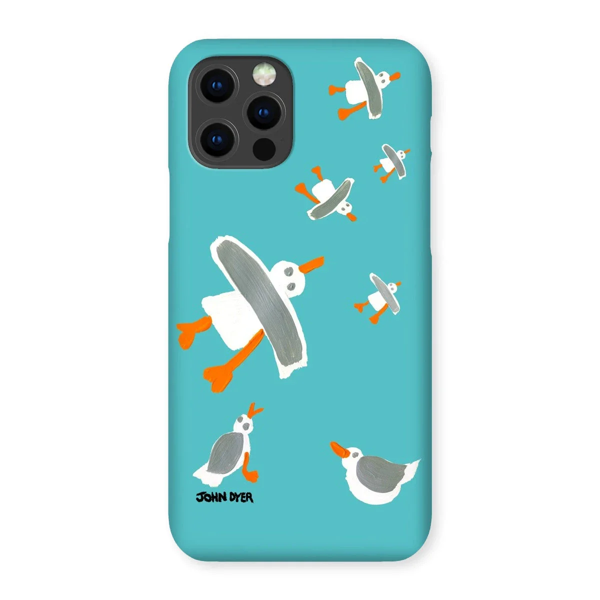 Snap Art Phone Case. Cornish Seagulls - Teal Colour. Artist John Dyer. Cornwall Art Gallery - Image 29
