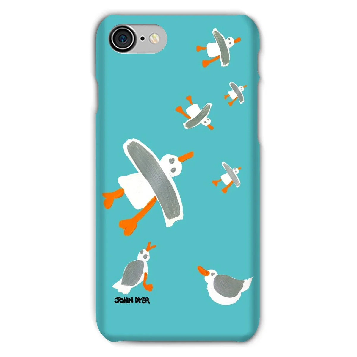 Snap Art Phone Case. Cornish Seagulls - Teal Colour. Artist John Dyer. Cornwall Art Gallery - Image 31