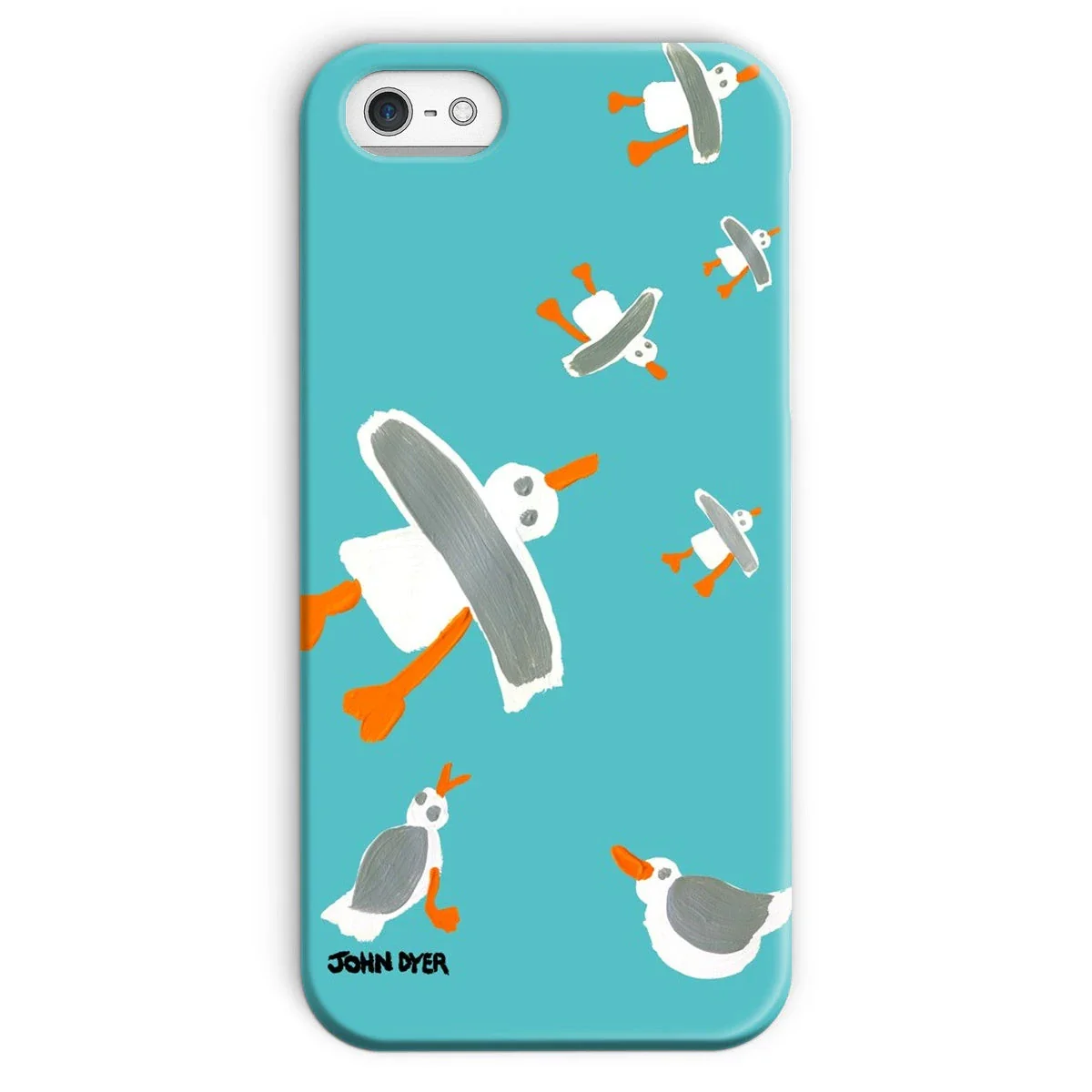 Snap Art Phone Case. Cornish Seagulls - Teal Colour. Artist John Dyer. Cornwall Art Gallery - Image 33