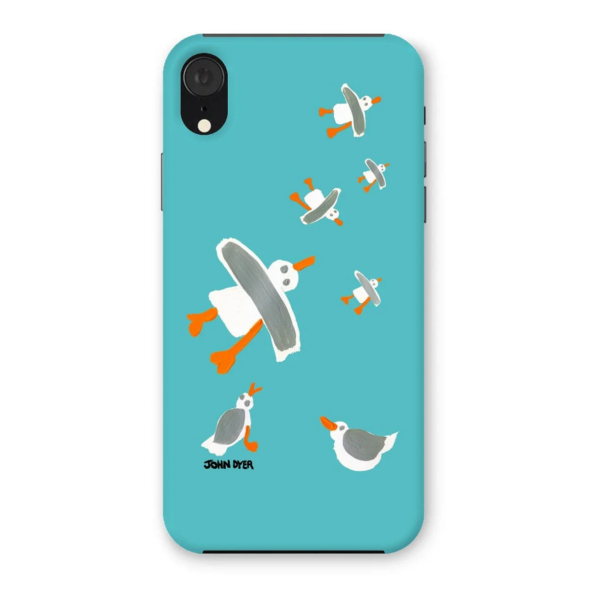 Snap Art Phone Case. Cornish Seagulls - Teal Colour. Artist John Dyer. Cornwall Art Gallery - Image 35