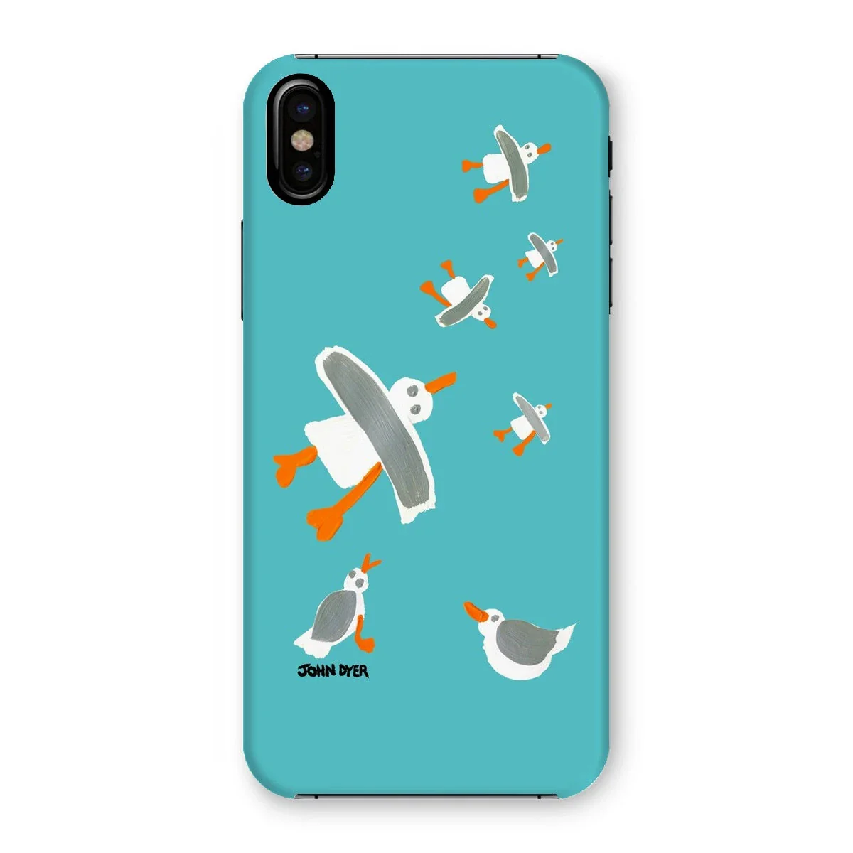 Snap Art Phone Case. Cornish Seagulls - Teal Colour. Artist John Dyer. Cornwall Art Gallery - Image 36