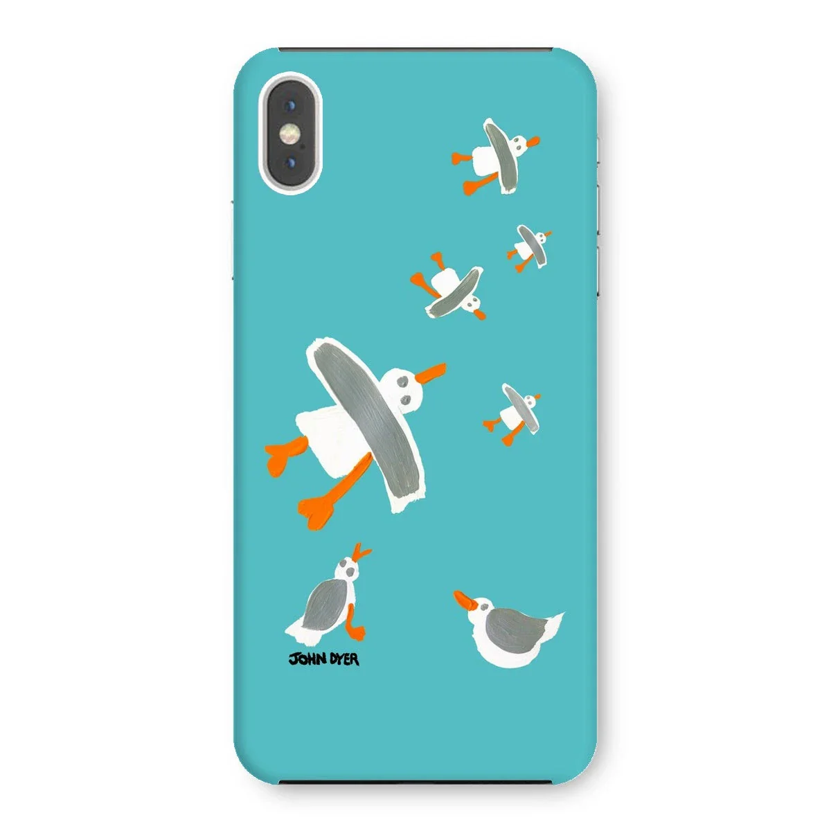 Snap Art Phone Case. Cornish Seagulls - Teal Colour. Artist John Dyer. Cornwall Art Gallery - Image 37