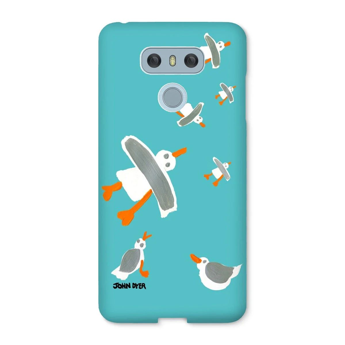 Snap Art Phone Case. Cornish Seagulls - Teal Colour. Artist John Dyer. Cornwall Art Gallery - Image 38