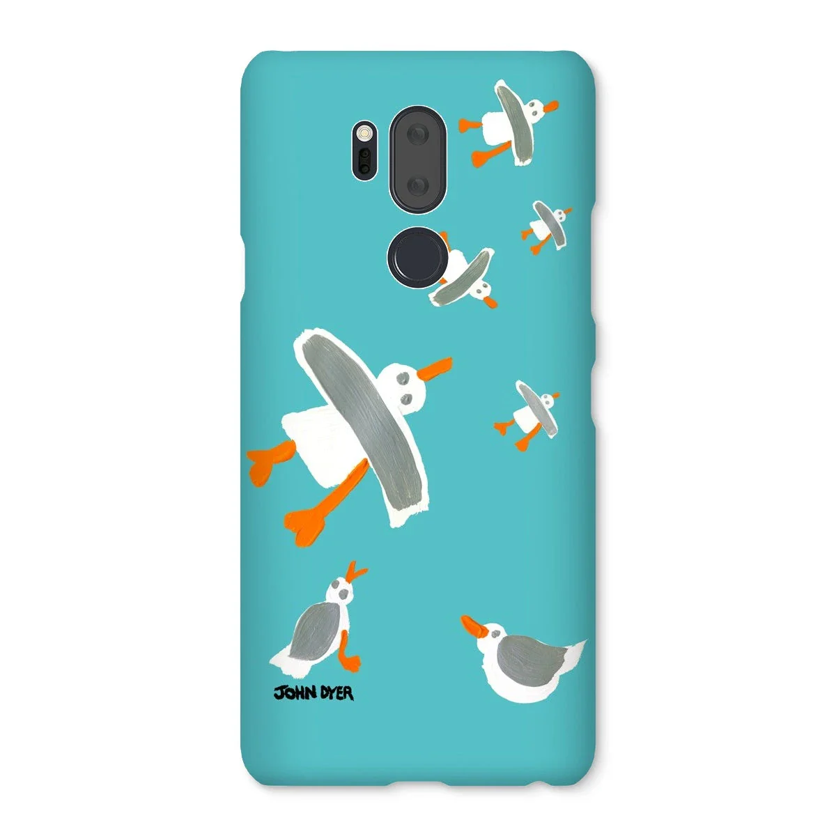 Snap Art Phone Case. Cornish Seagulls - Teal Colour. Artist John Dyer. Cornwall Art Gallery - Image 39